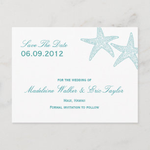 Starfish Save Date Postcard - Turquise Meddelande Vykort