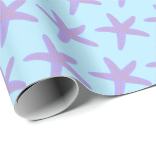 Starfish Sea Stars Ocean Mönster BLue Lila Gift Presentpapper