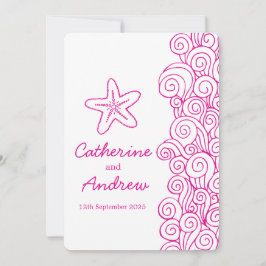 Starfish sea swirrrt rosa-bröllopsinbjudan inbjudningar