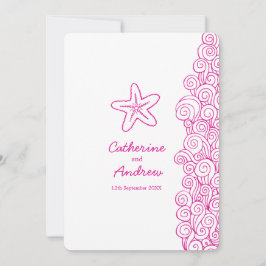 Starfish sea swirrrt rosa-bröllopsinbjudan inbjudningar