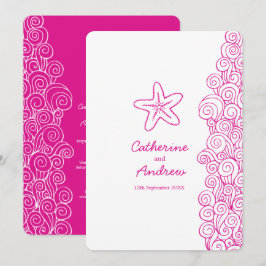 Starfish sea swirrrt rosa-bröllopsinbjudan inbjudningar