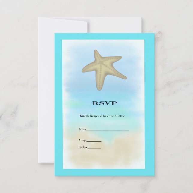 Starfish Seashell Bröllop OSA Card Kort (Framsida)