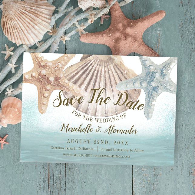 Starfish Seashell Tropical Beach Wedding Spara Datumet (Skapare uppladdad)