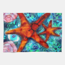 Starfish Seashells Beach Coastal Nautical Abstrakt Kökshandduk