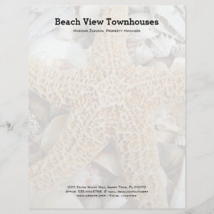 Starfish Seashells Beach Office Letterhead Papper