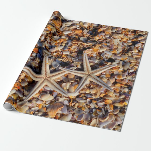 Starfish Seashells Decoupage Background Presentpapper (Utrullad)