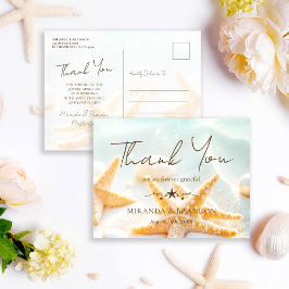 Starfish Shells Ocean Beach Wedding Thank You Vykort