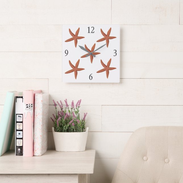 Starfish - Sherman Denton Fish Lithograph Fyrkantig Klocka (Läsesal)