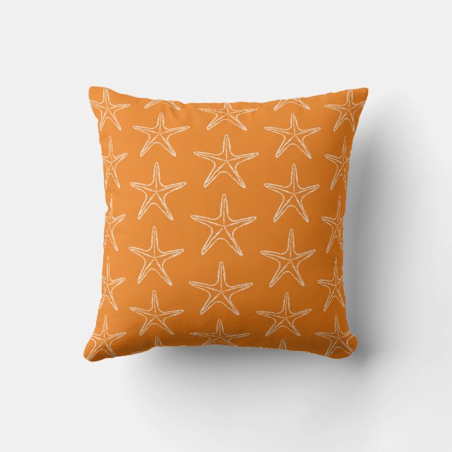 Starfish Sketch Mönster på Orange Kudde (Baksida)