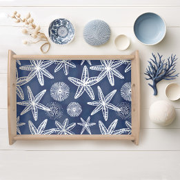 Starfish Snäcka Blue White Frukostbricka