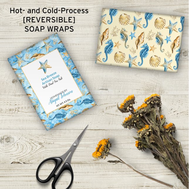 🐚 Starfish Snäckors Ivory & Blue Soap Wrap (🐚 Starfish Sea Shells Ivory & Blue Soap Wrap (No Minimums)
)