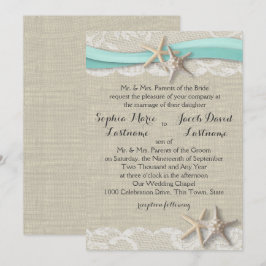 Starfish Snöre och Ribbon Inbjudningar