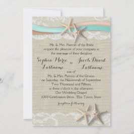 Starfish Snöre och Ribbon Inbjudningar