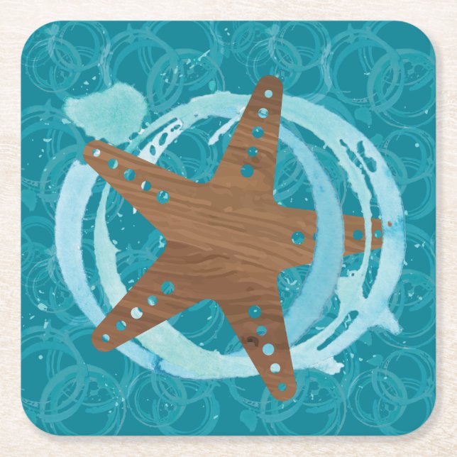 Starfish Stänk Papper Underlägg Kvadrat (Framsidan)