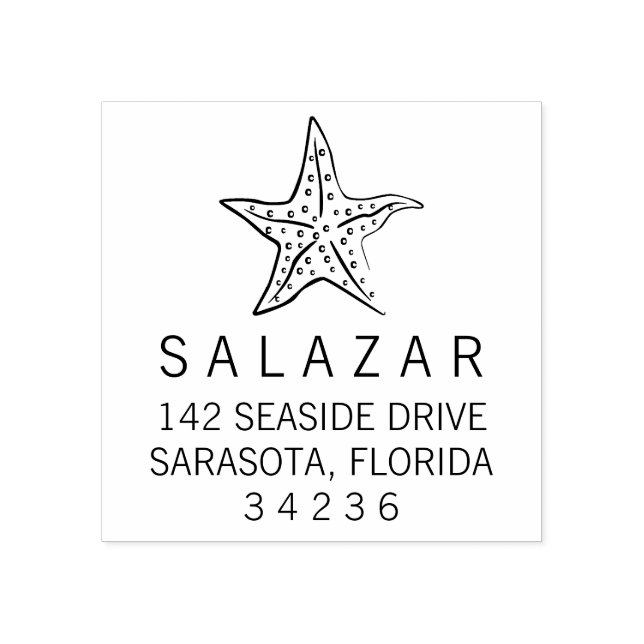 Starfish Stil Beach House Returadress Stämpel (Tryck)