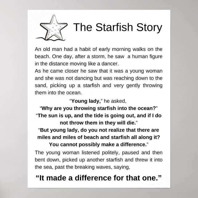 Starfish Story, Starfish Dikt Poster (Framsidan)