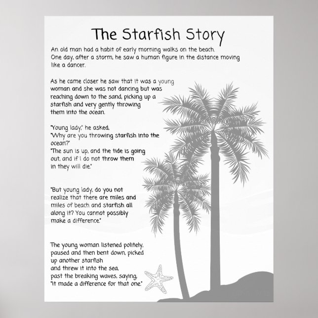 Starfish Story, Starfish Thrower, Starfish Dikt Poster (Framsidan)