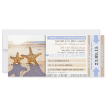 Starfish strand boarding pass bröllopsinbjudningar