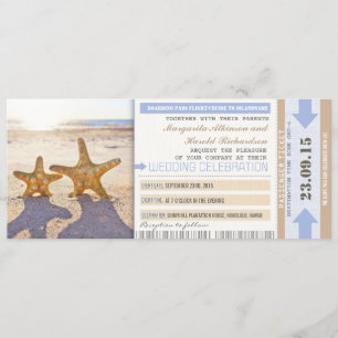 Starfish strand boarding pass bröllopsinbjudningar inbjudningar