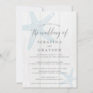 Starfish Tropical Rustic Beach Wedding Allt i ett Inbjudningar