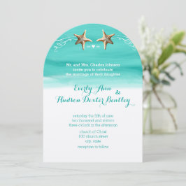 Starfish Turcos Aqua Destination Beach Wedding Inbjudningar