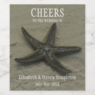 Starfish Vin Beach Wedding Label Vinflaska Etikett