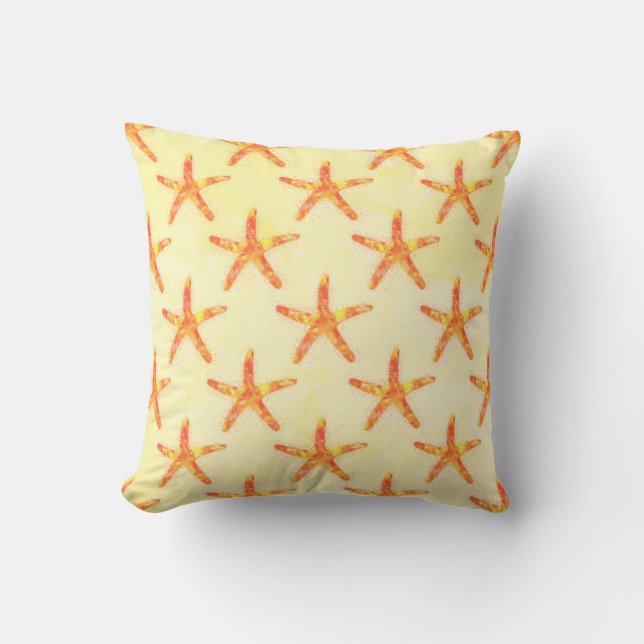 Starfish Watercolor Art Mönster Kudde (Framsida)