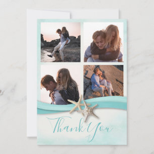 Starfish Watercolor Beach Wedding Photo Tack Spara Datumet