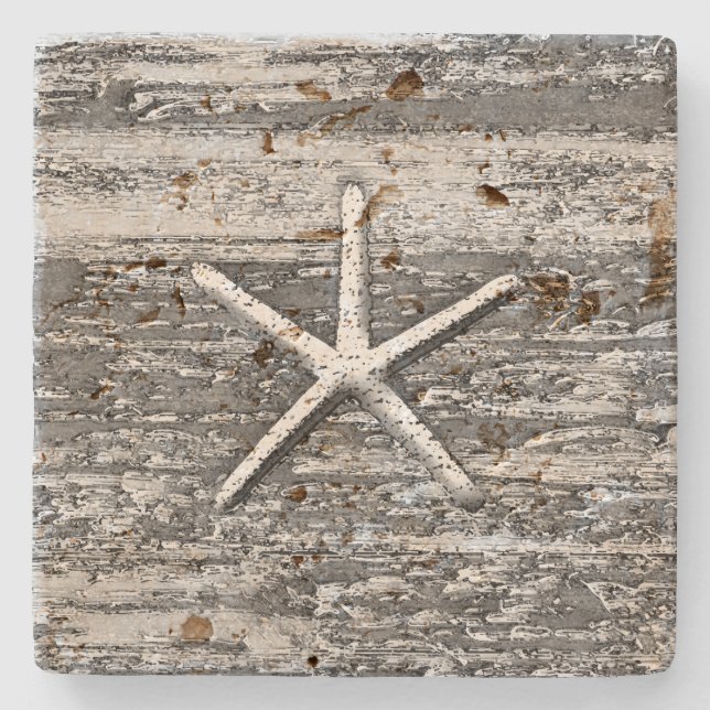 Starfish Weasted Driftwood Rustic Nautical Stenunderlägg (Framsidan)