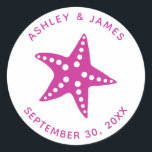 Starfish Wedding Stickers, Beach Theme Märkre, Ros Runt Klistermärke<br><div class="desc">Dessa enkla stjärndekaler är perfekt för alla strandade evenemang eller förpackningar. Du kan ändra bakgrunden till färg.</div>
