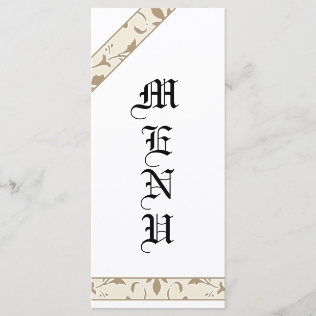 Starfish, Whitecap Grått, Damask Wedding Menu Meny (Framsida)