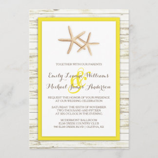 Starfish Whitewzed Wood Beach bröllopsinbjudan Inbjudningar