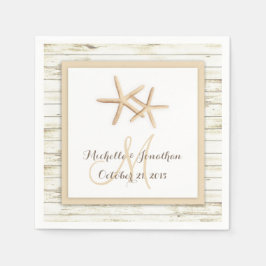 Starfish Whitewzed Wood Beach Wedding Napkin Pappersservett