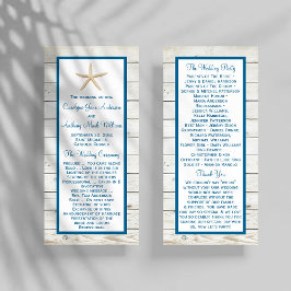 Starfish Whitewzed Wood Beach Wedding Program