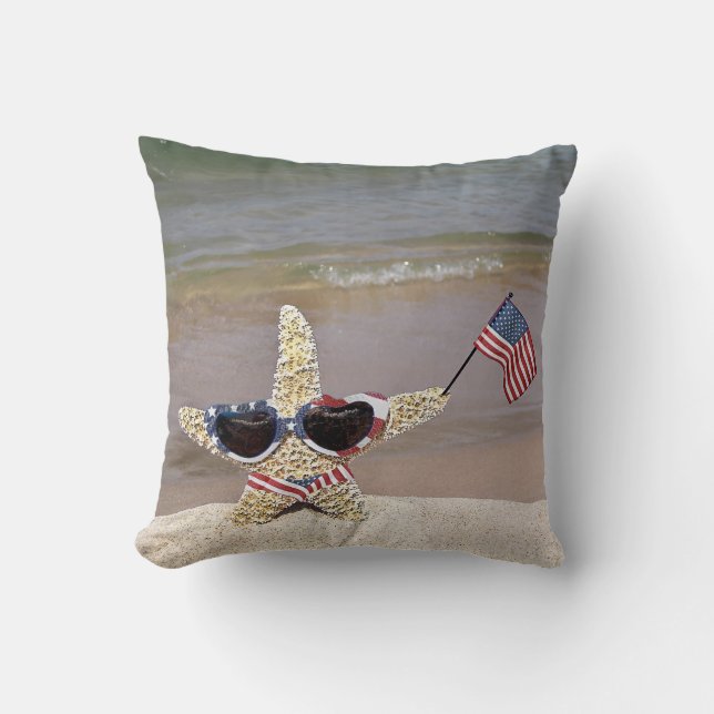 StarfishWwith American flagga Kudde (Framsida)