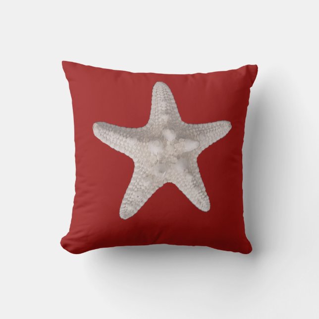 Starfisk Nautical Beach Red Dekorativ kudde (Framsida)