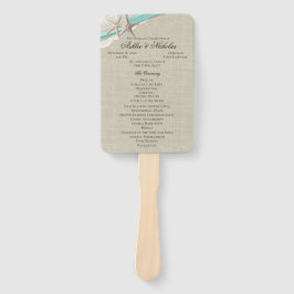 Starfisk och Ribbon Aqua Bröllopsprogram Fläkt