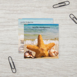 Starfisk och Seashells på stranden Fyrkantigt Visitkort