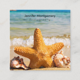 Starfisk och Seashells på stranden Fyrkantigt Visitkort