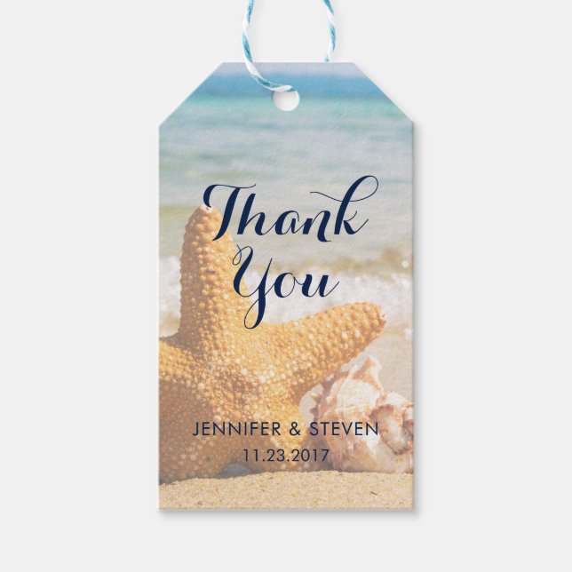 Starfisk och segelarter på Beach-Tacken Presentetikett (Framsidan)