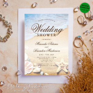Starfisk och Snäckor Tropical Summer Beach Wedding Inbjudningar