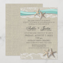 Starfisk och Snöre Rustic Beach Aqua Bröllop