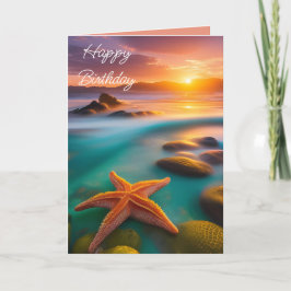 Starfisk på Beach vid Dawn Birthday Helgkort