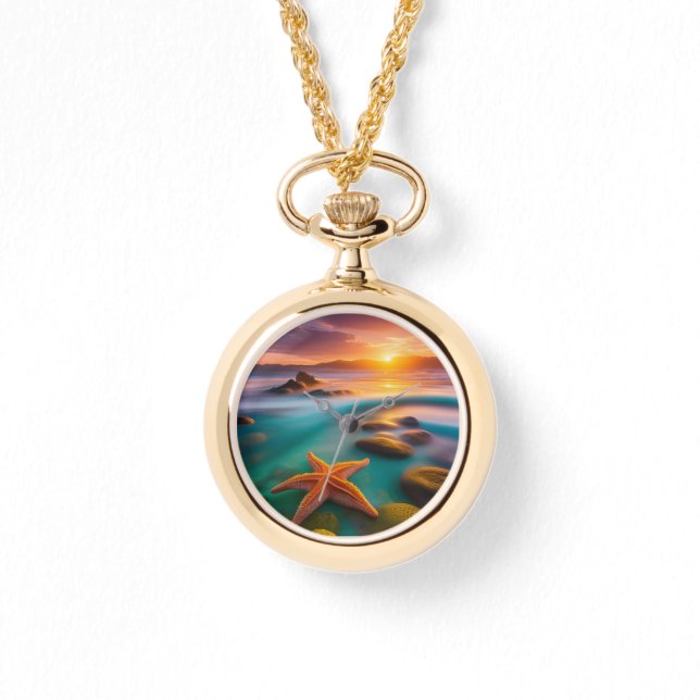 Starfisk på stranden vid Dawn Armbandsur (Framsida)