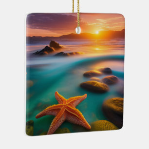 Starfisk på stranden vid Dawn Julgransprydnad Keramik