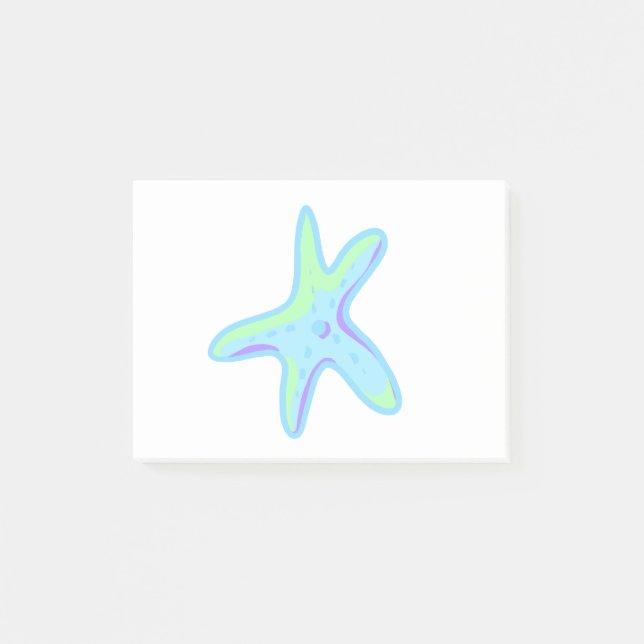 Starfisk - Sea Star i Pastel Färg Post-it Block (Framsida)