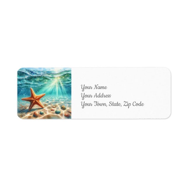 Starfisk under havskusten returadress etikett (Framsidan)