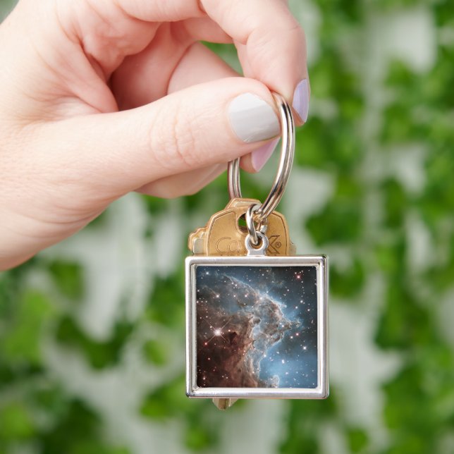 Starforming Region Ngc 2174, Monkey Head Nebula. Fyrkantig Silverfärgad Nyckelring (Hand)