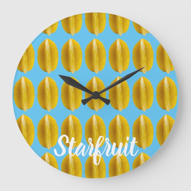 StarFrukt Carambola Mönster Fruit for Vegan Stor Klocka (Framsida)