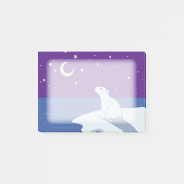 Stargazande konst av Polar Bear Unge Post-it Block (Framsida)